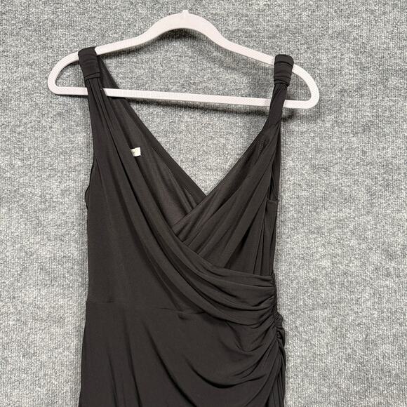 Boston Proper 6 Wrap Ruched Mini Sheath Dress Black V Neck Hourglass Sleeveless - Picture 5 of 10